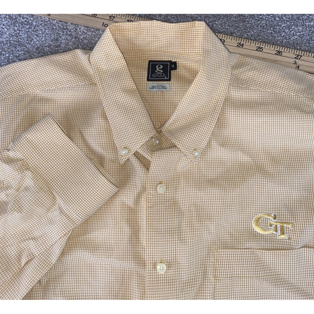 Gear For Sport Georiga Tech Yellow Jackets Burnt Yellow Plaid Shirt Mens XL Read